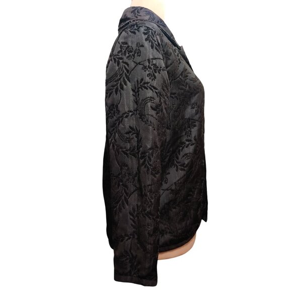 Womens L Jacket Reversible Jacquard Brocade Black Gold Blue Boho 90s Vintage - Picture 10 of 16